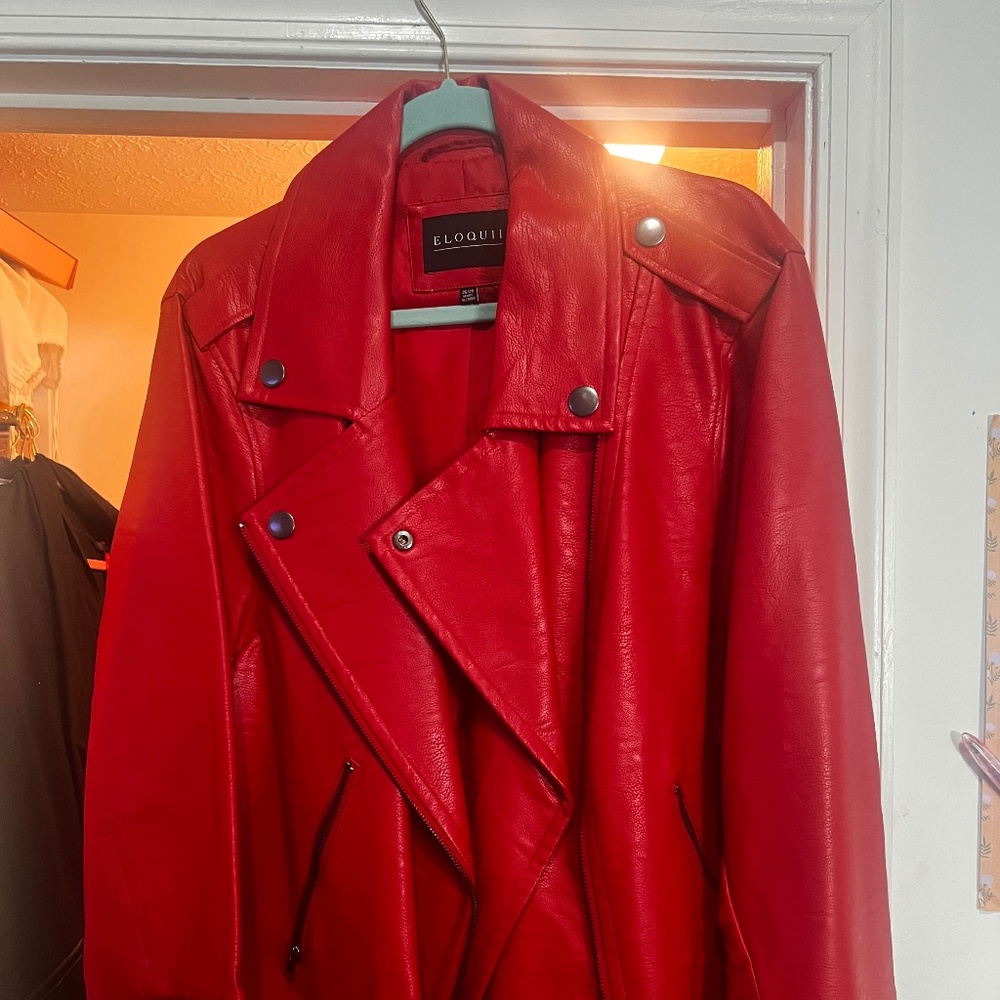 Spicy Red Leather (Faux) Moto Jacket